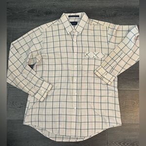 Vintage Levi's Light Cream Button-Up Shirt with Blue & yellow Plaid